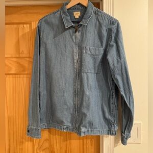 J Crew zip up denim shirt